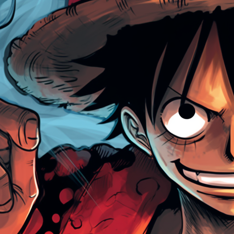 Two characters, Luffy and Smoker, contrasting energies, high contrast and intense expressions. one piece matching pfp design pfp for discord.