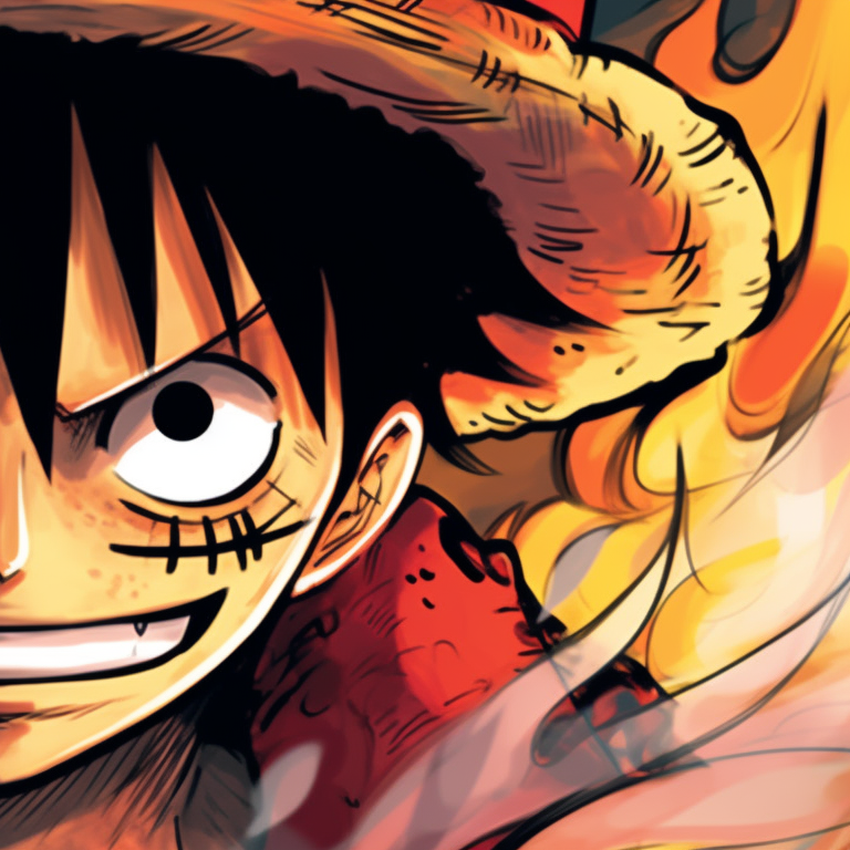 Two characters, Luffy and Smoker, contrasting energies, high contrast and intense expressions. one piece matching pfp design pfp for discord.