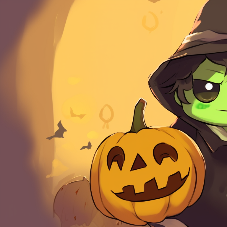 Two frog characters in wizard hats, glowing orbs and dark purples and blues, a magical atmosphere. unique matching frog pfp halloween theme styles pfp for discord.