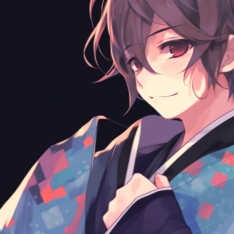 Two characters in casual attire, looking out into the distance, soft, dreamy colors and peaceful expressions. aesthetic matching couple pfp pfp for discord.