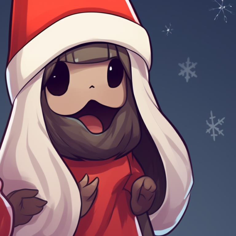 Two spectral figures, wearing matching Christmas scarves, surrounded by falling snow and detailed snowflakes. creative matching christmas pfp ghost themes pfp for discord.