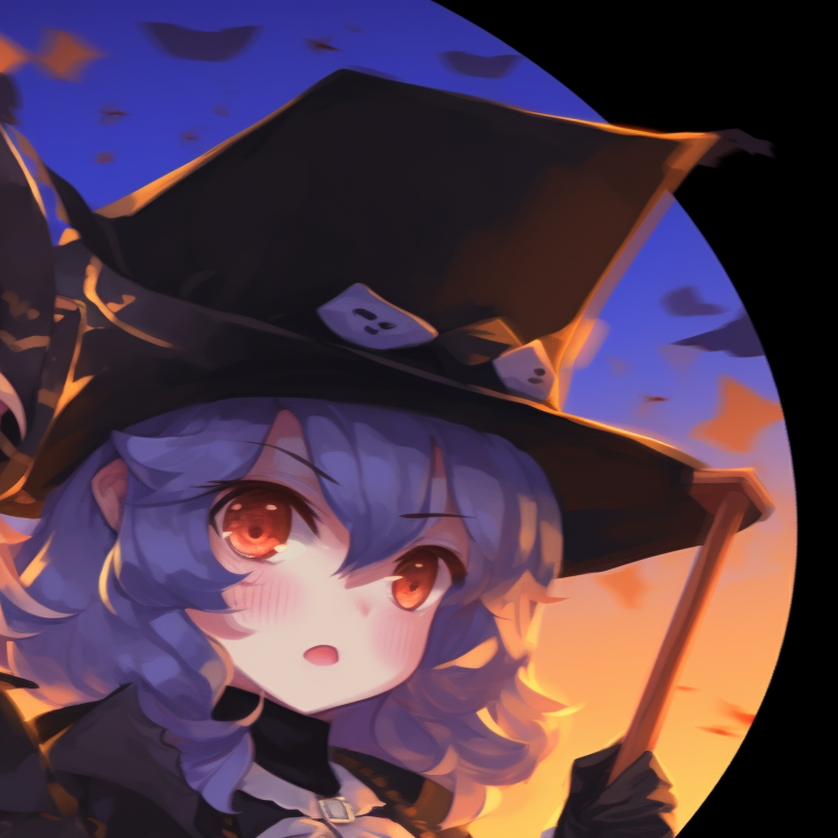 Two characters under carved pumpkin lights, calm expressions, soft glow illuminating the scene. genshin impact matching halloween profile pics pfp for discord.