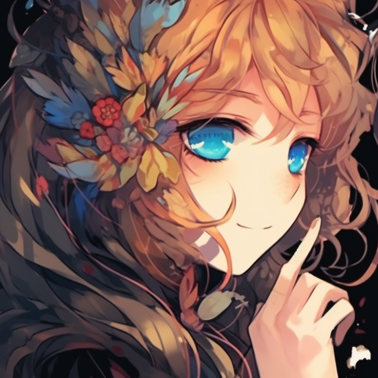 Two characters with fantasy costumes, intricate details and vibrant colors, viewing away from each other cool matching pfp for duo friends pfp for discord.