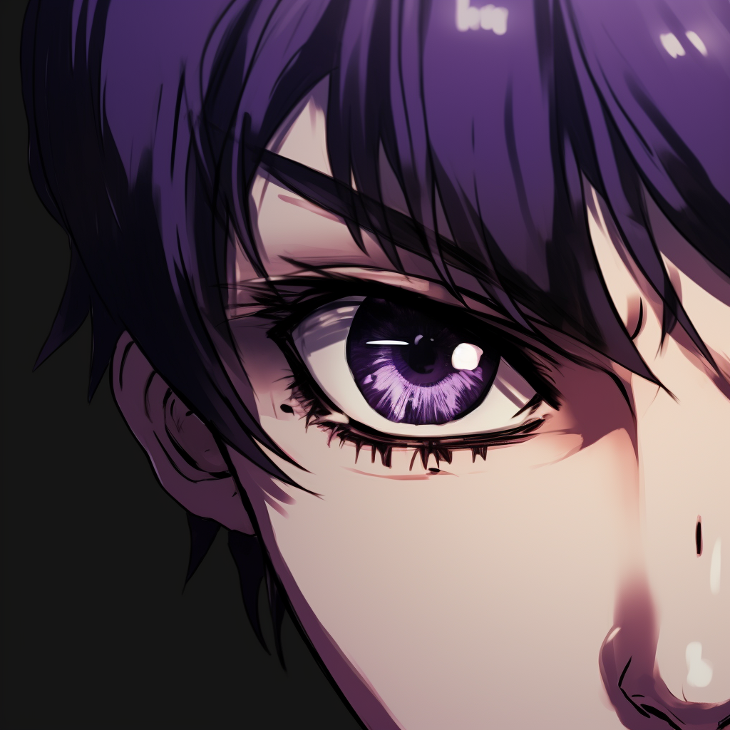 Anime character's blue eyes underlined by detailed linework and vibrant hues, symbolising depth and tranquility. anime eyes pfp aesthetics