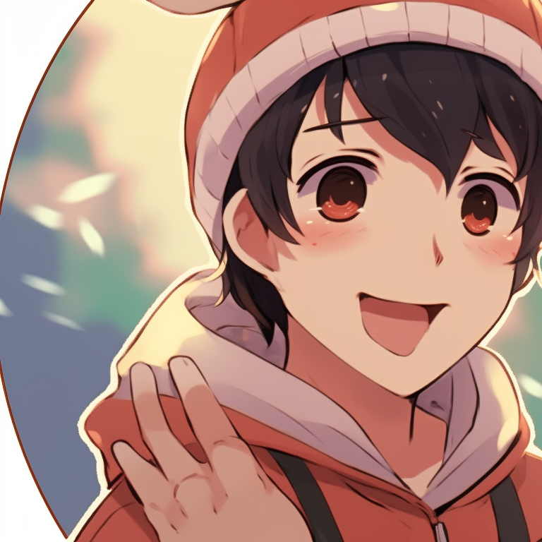 Two characters under a mistletoe, blushes and shy smiles. iconic matching christmas pfp aesthetic pfp for discord.