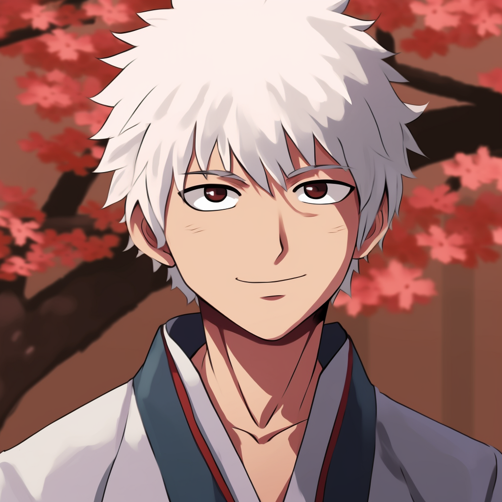 Laughing Gintoki with a jovial background, detailed illustrations and vivid colors. laugh with anime pfp pfp for discord.