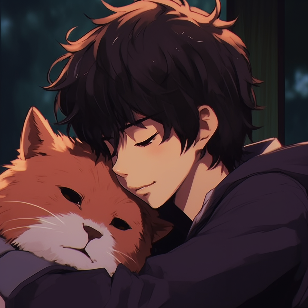 Anime girl reading a book, cozy setting and rich textures. trendy chill anime pfp collection