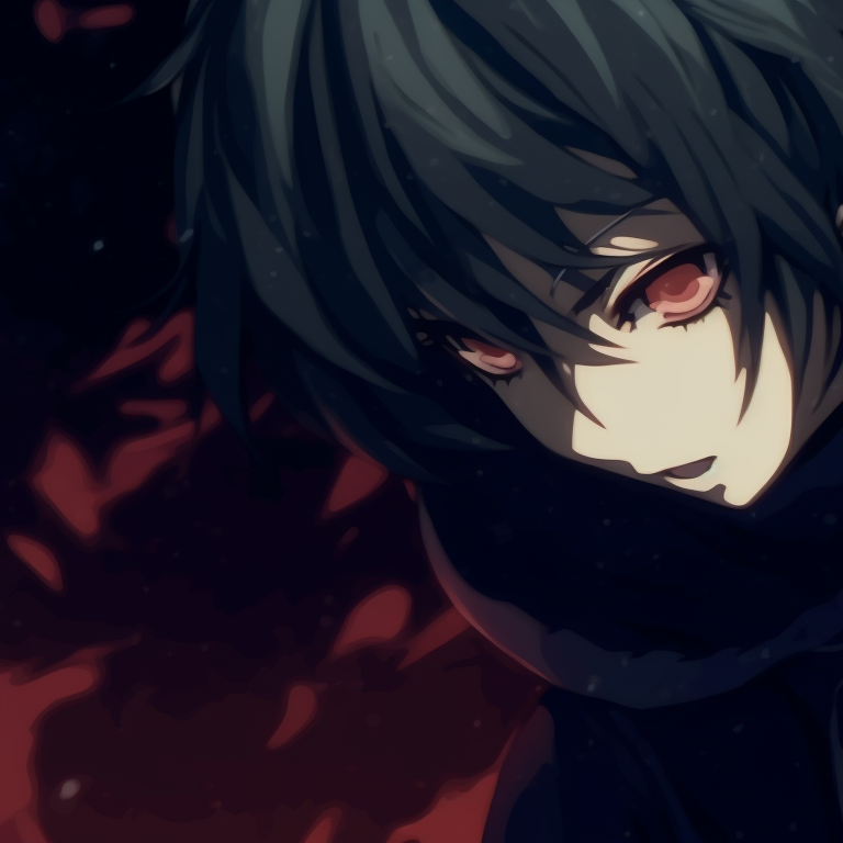 Two characters cloaked in darkness, art style emphasizes intricate patterns and textures. secretive matching gif pfp pfp for discord.