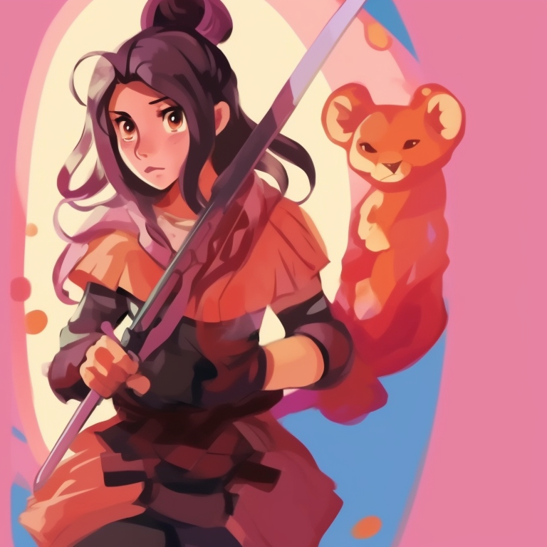 Two characters on the move, dynamic poses, richly colored and detailed outfits. innovative pfp cartoons for matching styles pfp for discord.