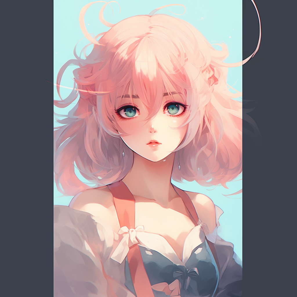 Profile picture showing anime character with serene expression, pastel tones and elegant linework. aesthetic pfp in anime style