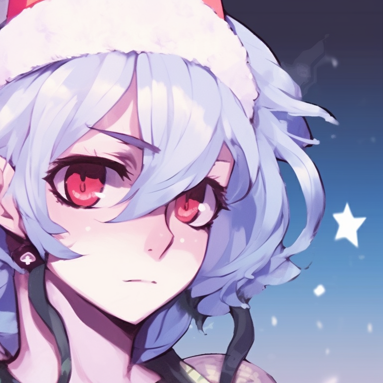 Two characters, playful vibe, bright colors and Christmas ornaments in the background, anime christmas demon slayer pfps pfp for discord.