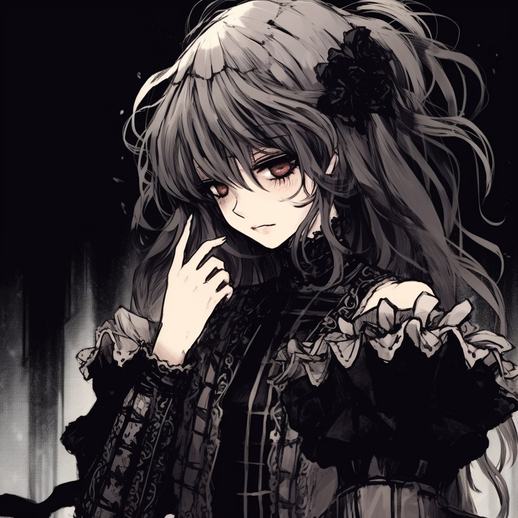 Anime girl under the moonlight, with muted colors and shadows. dark aesthetic girl manga anime pfp pfp for discord.