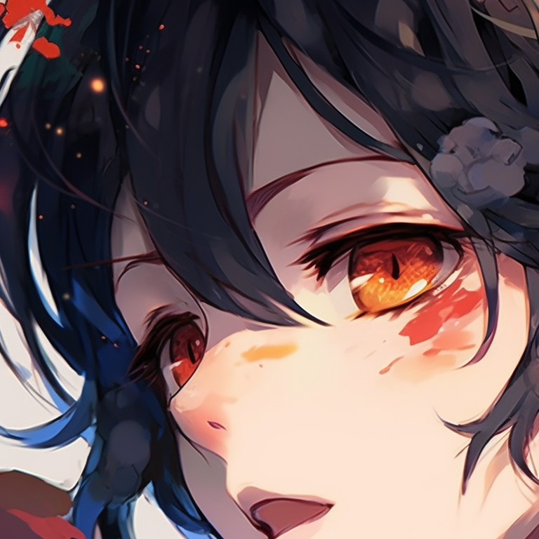 Two anime characters, bold color contrasts and lively expressions, cross-armed stance. vibrant anime girl matching pfp pfp for discord.