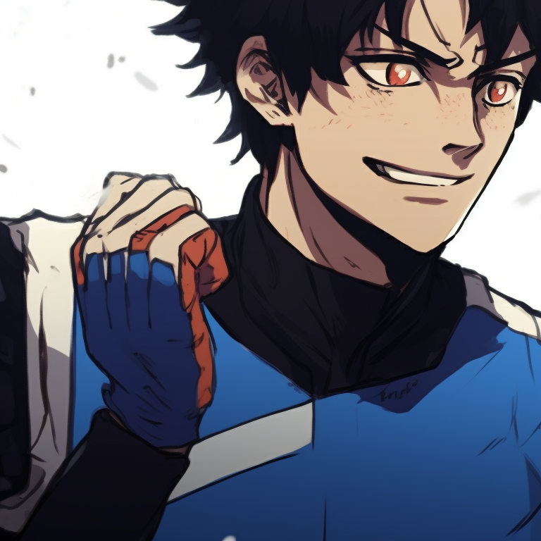 Two characters in football gear, intense expressions and high detail in the uniforms. blue lock matching pfp - manga themes pfp for discord.