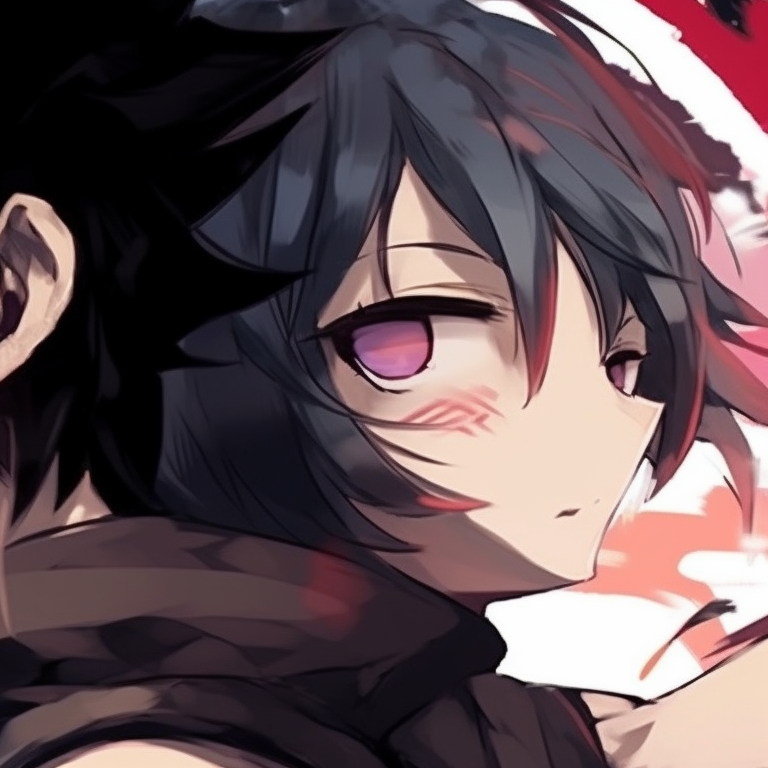 Two characters in silhouette, dark foreground with vivid background skyline. matching anime profile pics for 2 buddies pfp for discord.