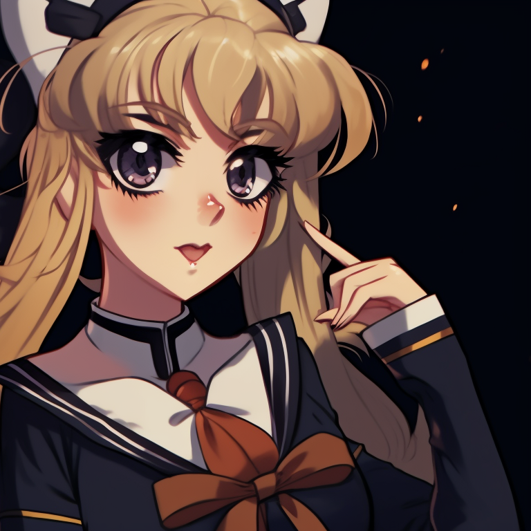 Two characters in sailor uniforms, dark shades and eerie glow, intense expressions. sailor moon matching pfp halloween theme ideas pfp for discord.