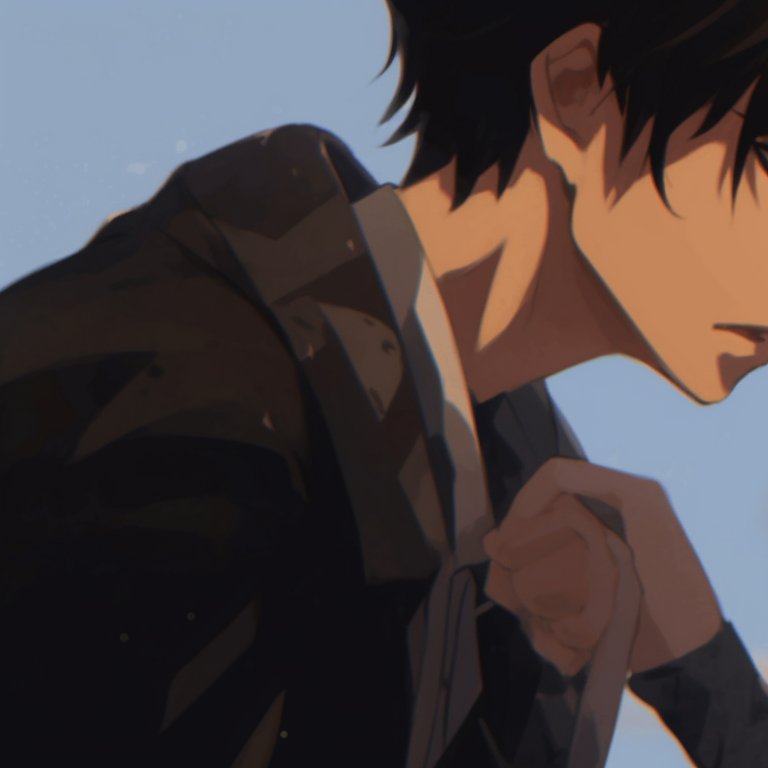 Two characters in shadowy hues, sharing whispers, focus on intricate detail in expressions. secretive matching gif pfp pfp for discord.