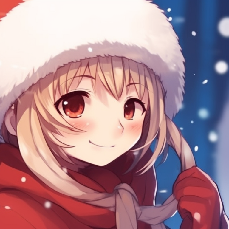 Two characters in thick winter attire, delicate snowfall set against a vibrant holiday backdrop. clever matching christmas cartoon pfp ideas pfp for discord.