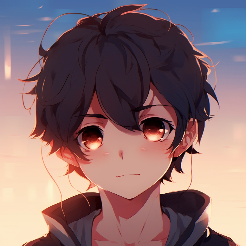 Close-up image of anime boy with sparkling eyes, vibrant colors with detailed rendition of eyes. cute anime guy pfp choices pfp for discord.