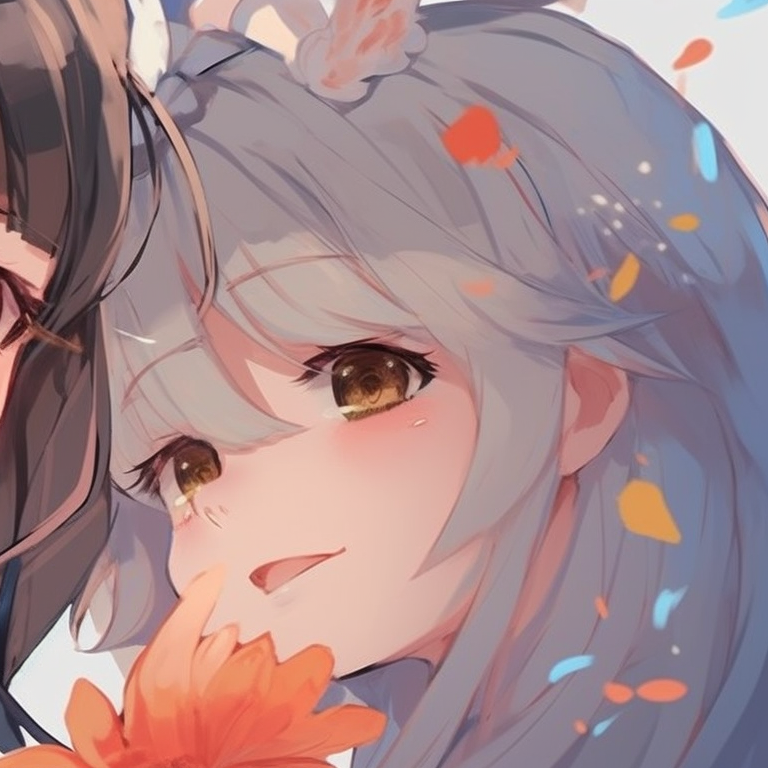 Two anime characters, bold outlines and contrasting colors, with a strong aura of camaraderie. best friends matching pfp for anime lovers pfp for discord.