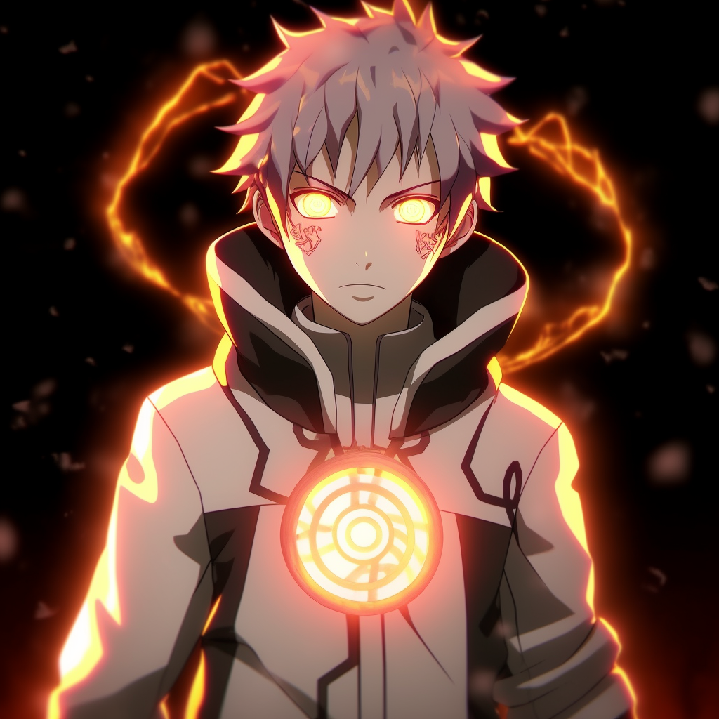 Naruto exuding his renowned chakra, intensified with a glow effect. glowing pfp anime for naruto enthusiasts