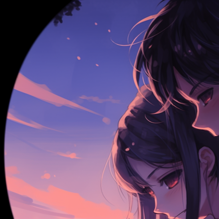 Two characters in an infinite space, neutral colors and soft lines, embracing. romantic anime couples matching pfp pfp for discord.