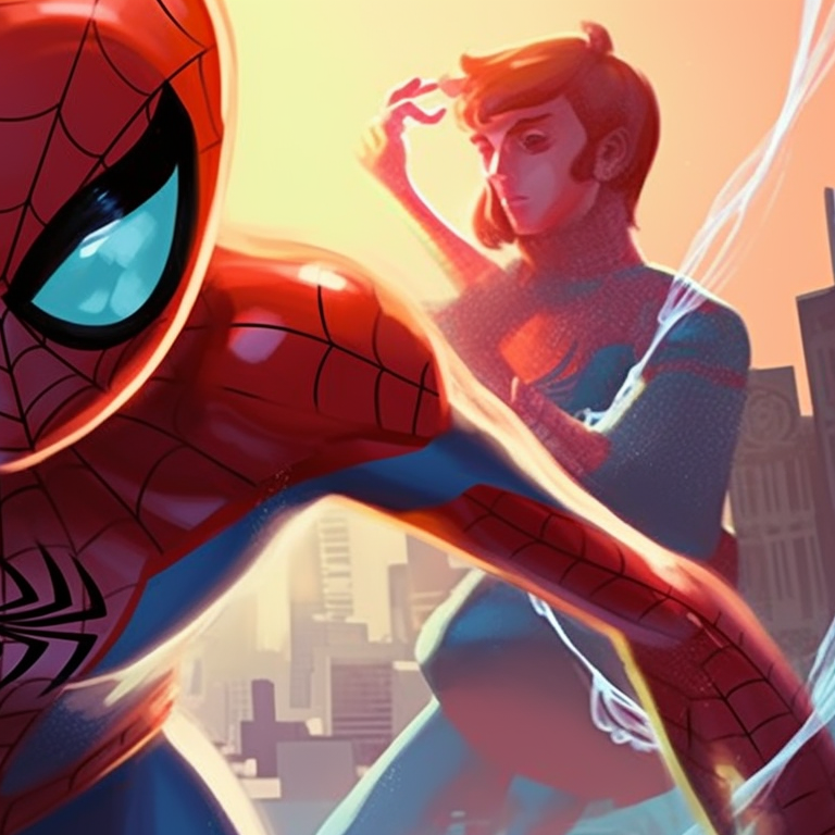 Spiderman trio in high action poses, detailed costumes and dramatic shadows. spiderman trio matching pfp pfp for discord.