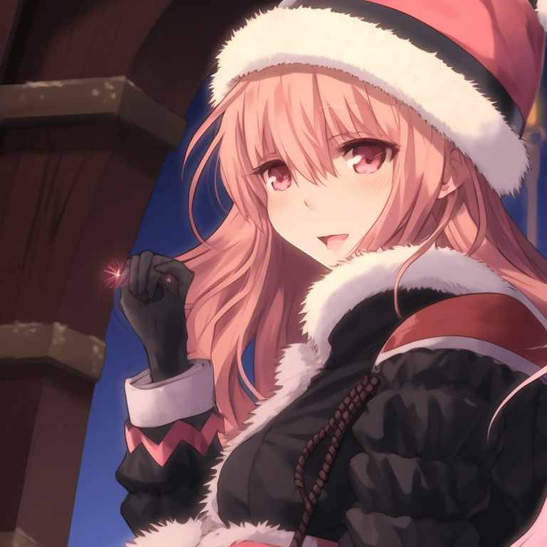 Astolfo with his mate, holding sparklers against a twilight sky, signifying holiday excitement and cheer. astolfo themed christmas matching pfp pfp for discord.