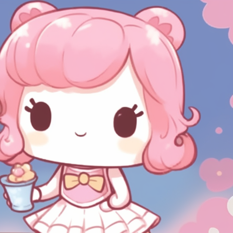 Two matching kitty figures, defined by simple artistic lines and signature playful expressions. hello kitty matching pfp ideas pfp for discord.