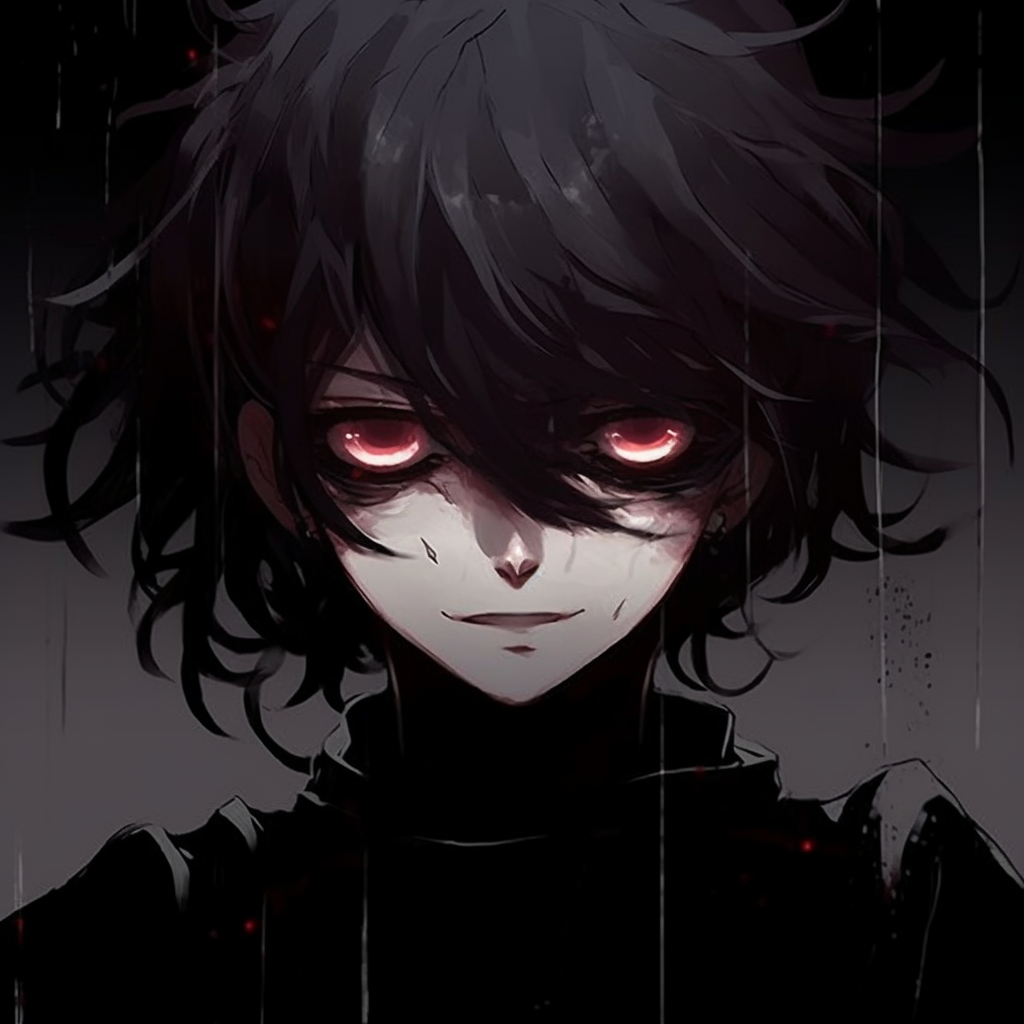 Shinigami boy in darkness, high contrast and elements of surprise. crazy anime pfp boy portrait tips pfp for discord.