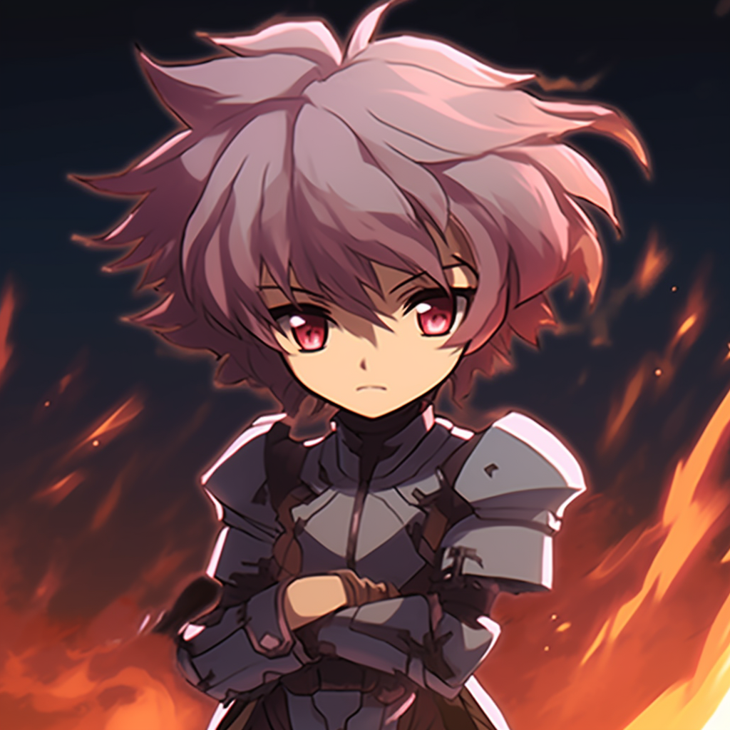 Chibi-style anime knight ready for battle, with cute oversized features. best animated pfp for discord