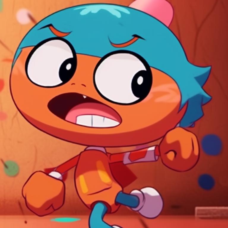 Gumball and Darwin laughing, a light-hearted image with bright hues. amazing world of gumball and darwin pfp pfp for discord.