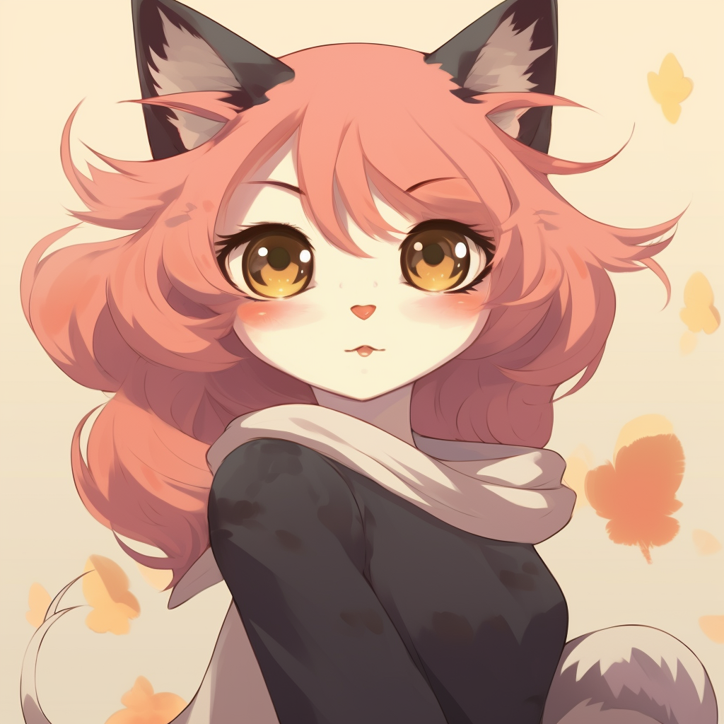Anime cat girl with a sultry stare, intense eyes and muted color palette. perfect anime cat girl pfp