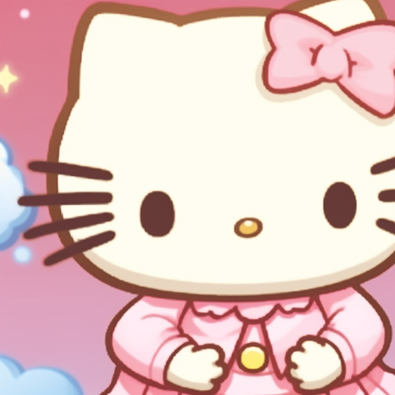 Hello Kitty and friends in festive accessories, warm colors and playful expressions. adorable matching hello kitty pfp pfp for discord.