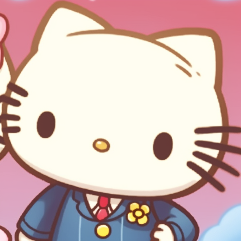 Hello Kitty and friends in festive accessories, warm colors and playful expressions. adorable matching hello kitty pfp pfp for discord.