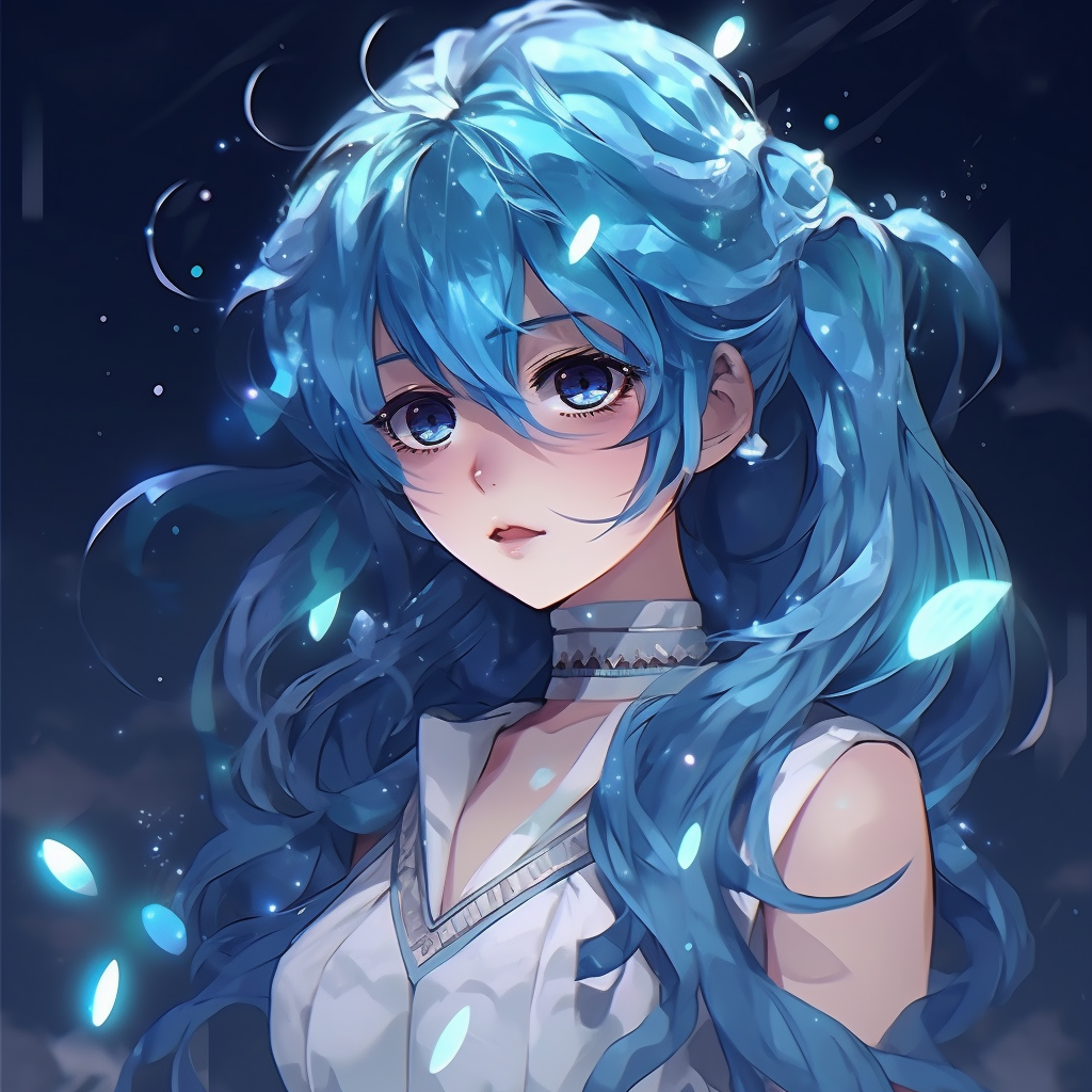 Sailor Moon enveloped in the blues of twilight, making her crystal tiara sparkle. blue-hued anime pfp