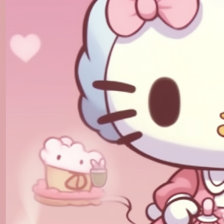 Two Hello Kitty characters in pastel colors, conveying a sense of camaraderie. matching hello kitty pfp for besties pfp for discord.