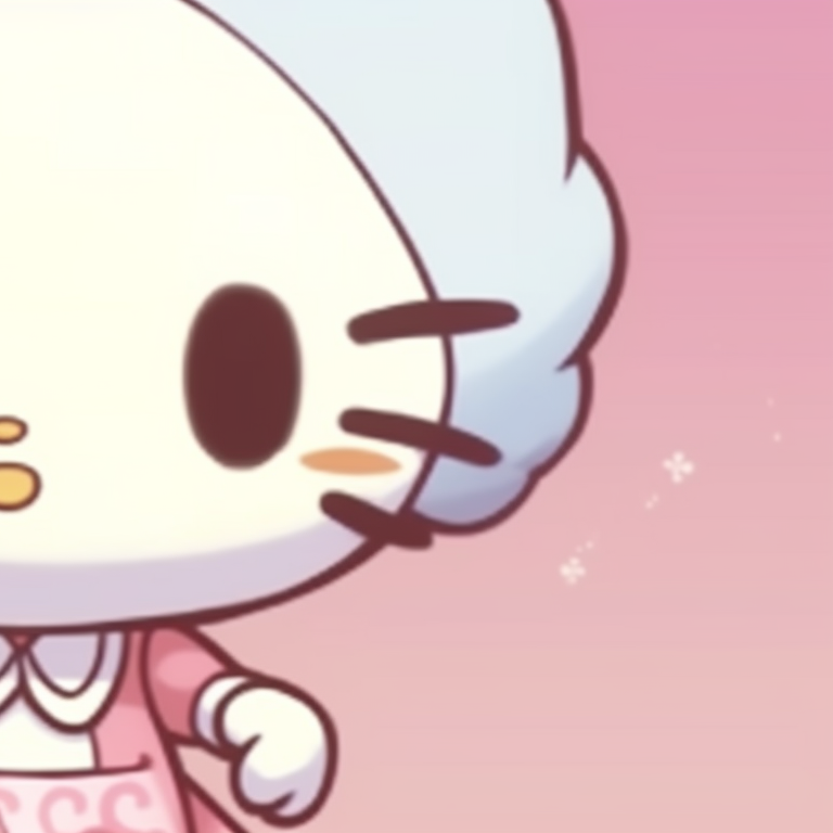 Two Hello Kitty characters in pastel colors, conveying a sense of camaraderie. matching hello kitty pfp for besties pfp for discord.