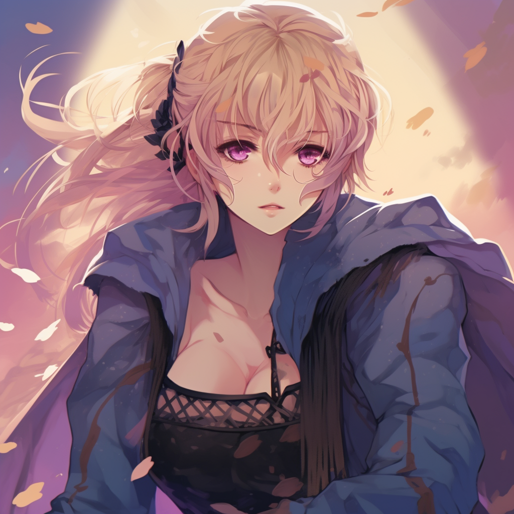 Close-up of Violet's face, vibrant blue eyes and intricate details in hair. trending cool anime pfpHD, free download