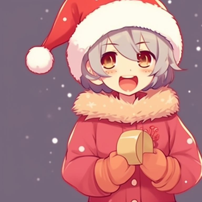 Two characters in bright and cozy Christmas outfits, pastel color palette. ideal christmas pfp matching themes for school pfp for discord.