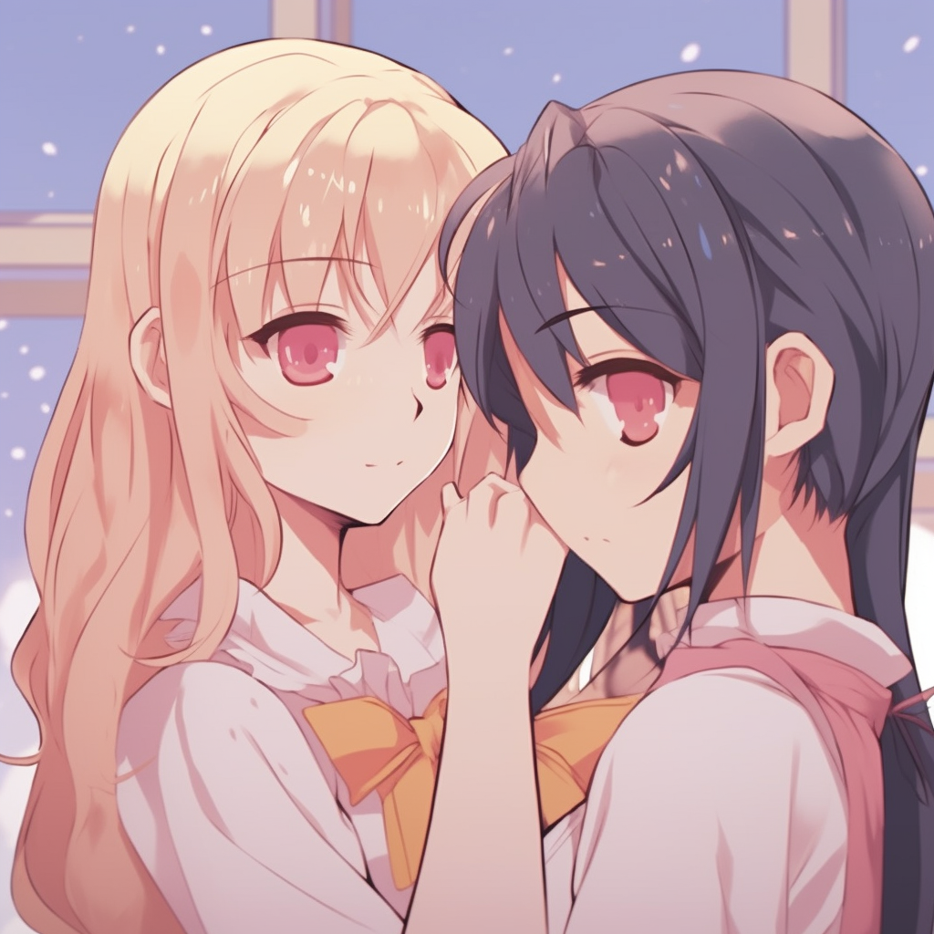 Sailor Moon and Sailor Venus standing side by side, pastel colors, and soft shading. anime best-friend matching pfp