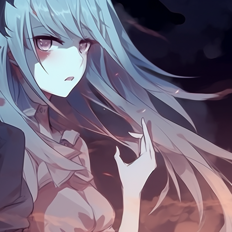 Two ghostly characters intertwined, sharing a spectral bond, set against an ominous backdrop animated halloween matching couple profile island pfp for discord.