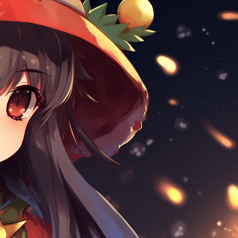 Two characters cozy with each other, Megumin in her Christmas outfit with radiant colors. megumin christmas pfp collection pfp for discord.
