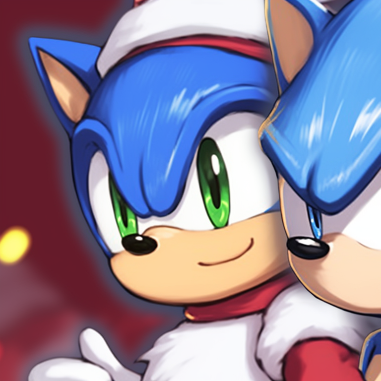 Two characters, adorned with soft festive garments, warm hues and smiling faces. loved matching christmas sonic pfp pfp for discord.