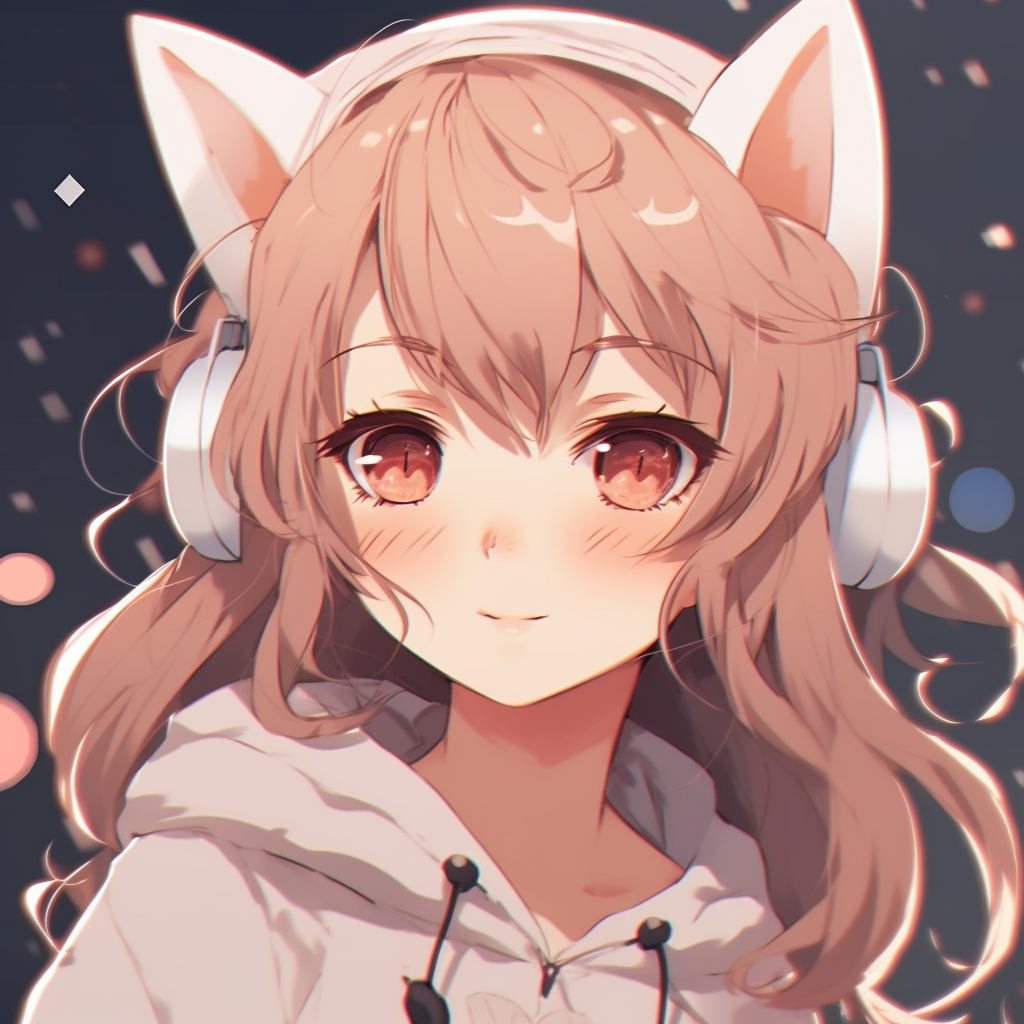 Anime cat girl with a captivating expression, detailed designs and exaggerated lines. stylish cute animated pfp