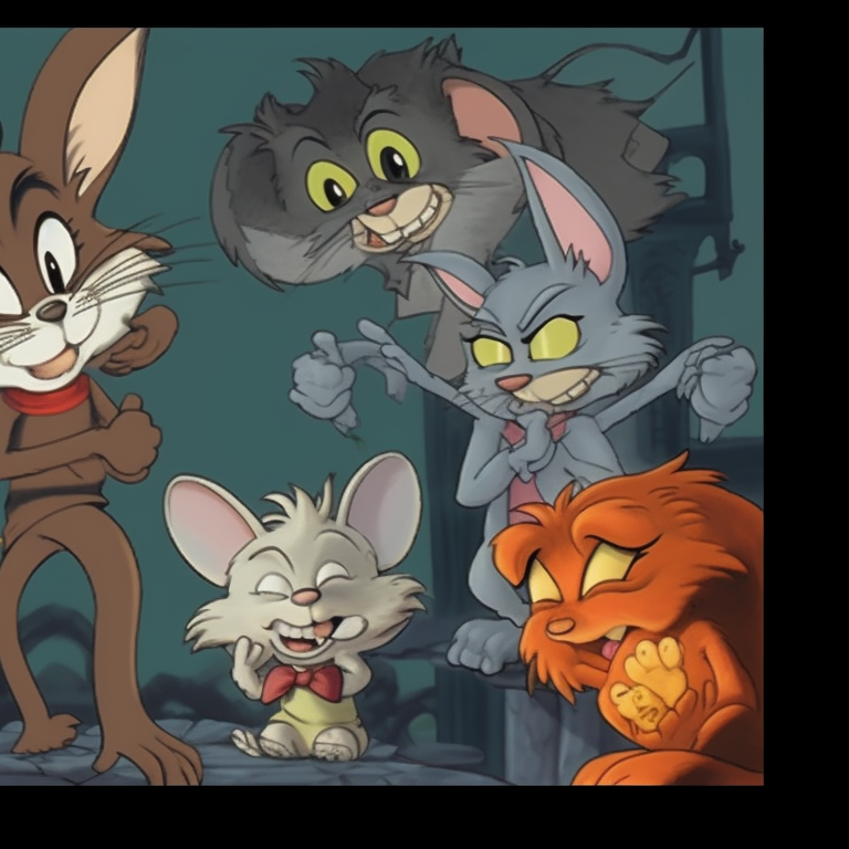 Tom disguised as a mummy and Jerry as a bat, humorous expressions, soft colors and clean lines. tom and jerry matching pfp halloween theme design pfp for discord.