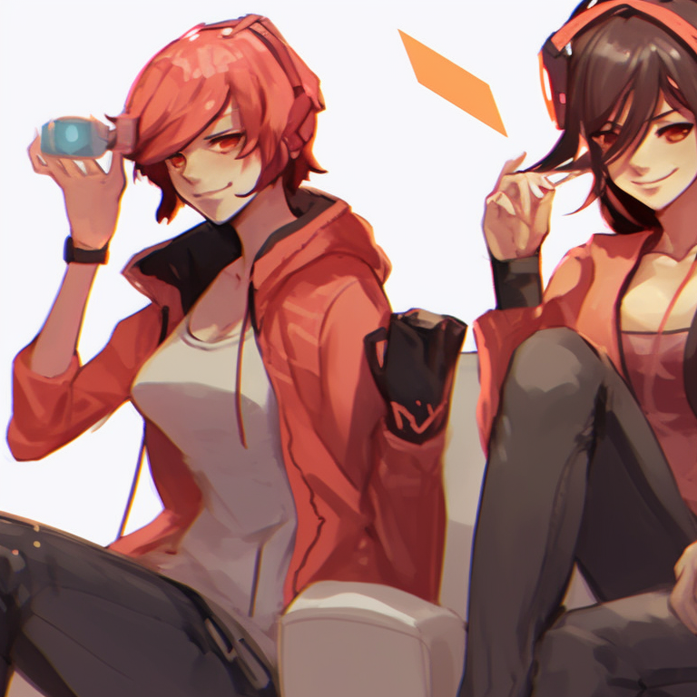 Three characters with retro gaming shirts, vibrant colors and friendly smiles. trio matching pfp for gaming pfp for discord.