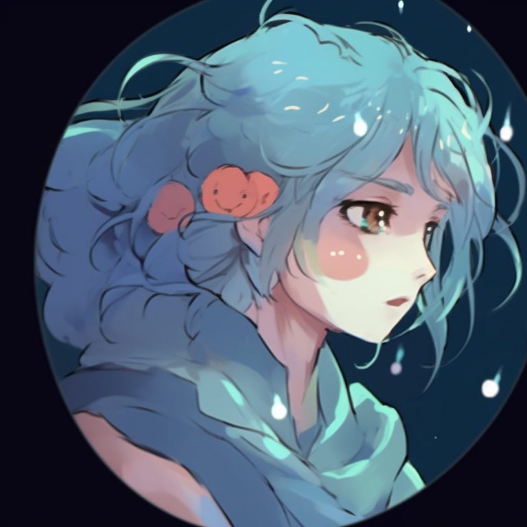 Two characters sharing a moment, bold sapphire tones and fine detailing present. aesthetic pfp discord in blue pfp for discord.