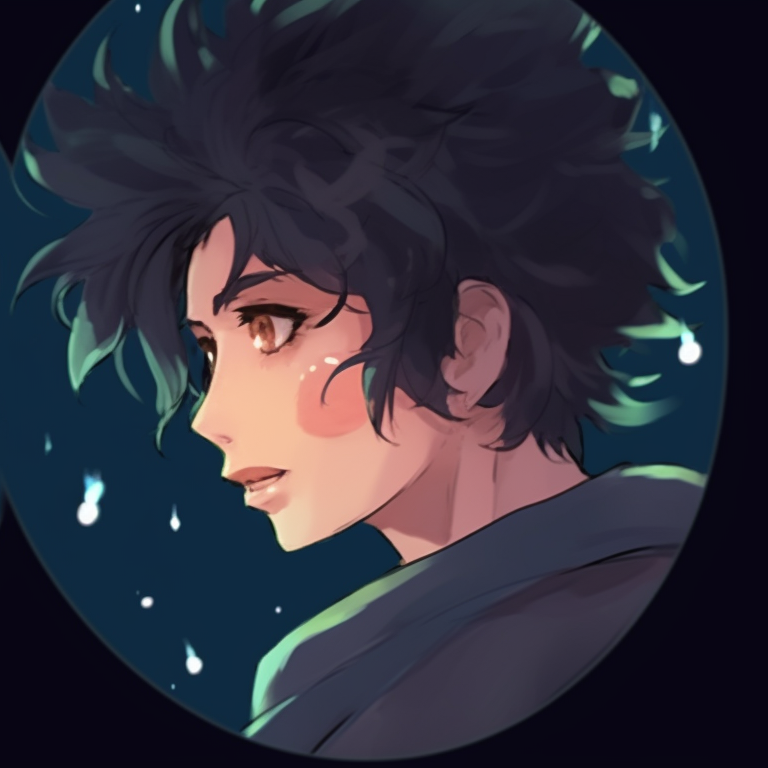 Two characters sharing a moment, bold sapphire tones and fine detailing present. aesthetic pfp discord in blue pfp for discord.