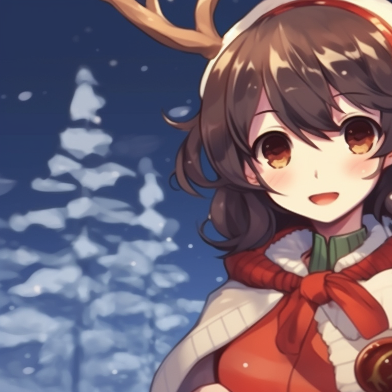 Two characters gazing at the starry sky, with dreamy expressions and pastel colors. holiday themed matching christmas pfp for discord pfp for discord.